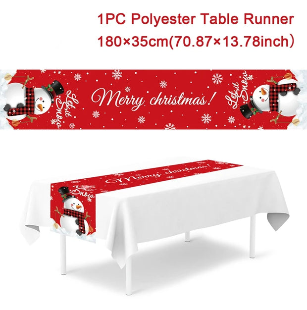 Christmas Table Runner Merry Christmas Decoration for Home Xmas Party Decor 2025 Navidad Notal Noel Ornament Happy New Year 2026