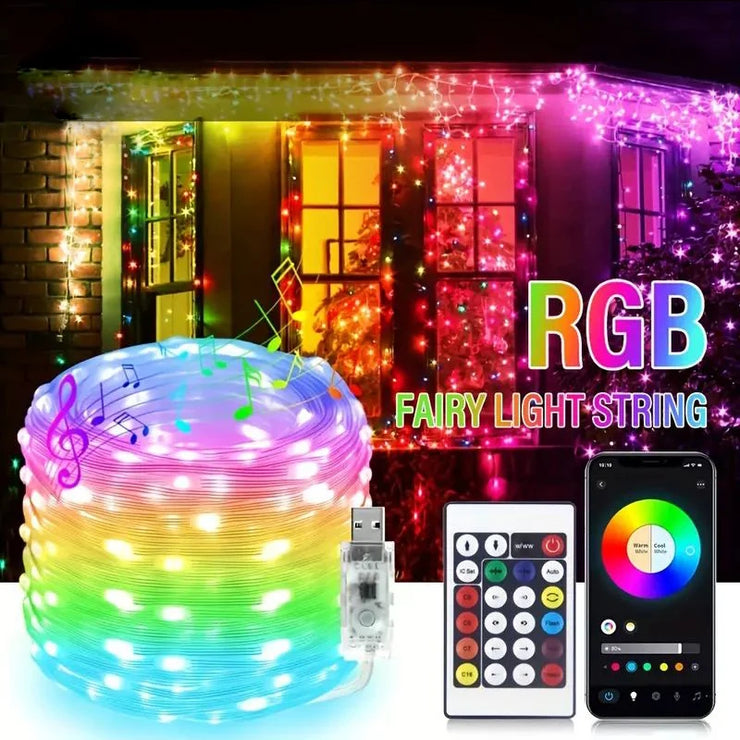 Smart IC LED String Light WS2812 Bluetooth Fairy Light Addressable USB 5V 20m 10m 5m Dreamcolor Music Sync Party Garland Decor