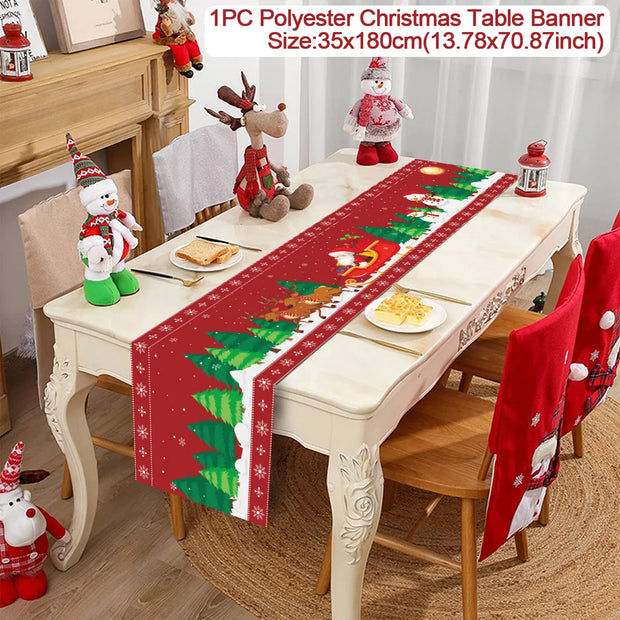 Christmas Table Runner Merry Christmas Decoration for Home Xmas Party Decor 2025 Navidad Notal Noel Ornament Happy New Year 2026