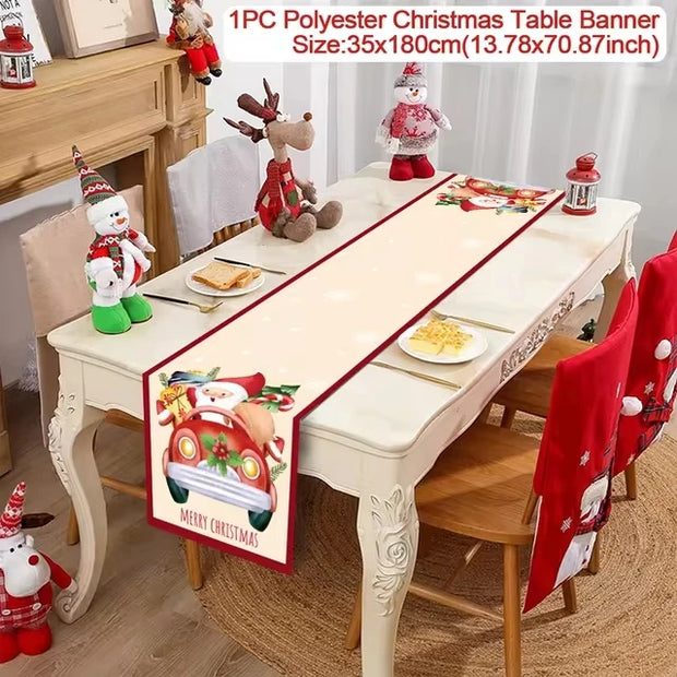 Christmas Table Runner Merry Christmas Decoration for Home Xmas Party Decor 2025 Navidad Notal Noel Ornament Happy New Year 2026