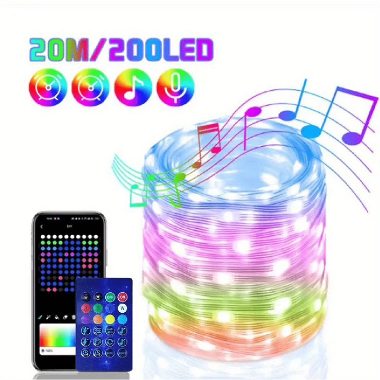 Smart IC LED String Light WS2812 Bluetooth Fairy Light Addressable USB 5V 20m 10m 5m Dreamcolor Music Sync Party Garland Decor