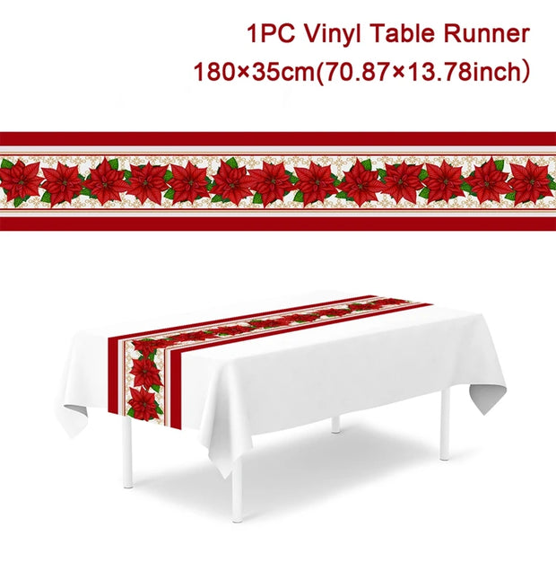 Christmas Table Runner Merry Christmas Decoration for Home Xmas Party Decor 2025 Navidad Notal Noel Ornament Happy New Year 2026