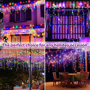 NEW 162/96LED Solar Icicle Outdoor Christmas Lights 8 Modes Waterproof Fairy Lights for Home Party Halloween Holiday Decoration