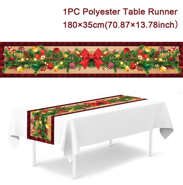 Christmas Table Runner Merry Christmas Decoration for Home Xmas Party Decor 2025 Navidad Notal Noel Ornament Happy New Year 2026