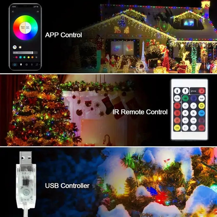 Smart IC LED String Light WS2812 Bluetooth Fairy Light Addressable USB 5V 20m 10m 5m Dreamcolor Music Sync Party Garland Decor