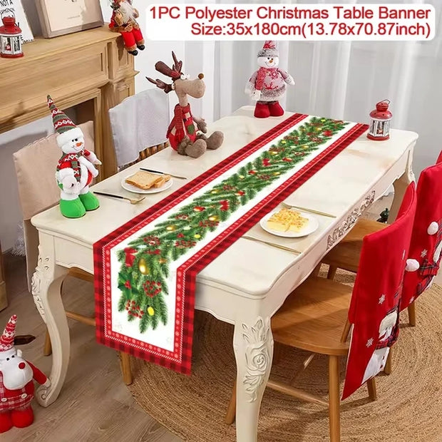Christmas Table Runner Merry Christmas Decoration for Home Xmas Party Decor 2025 Navidad Notal Noel Ornament Happy New Year 2026