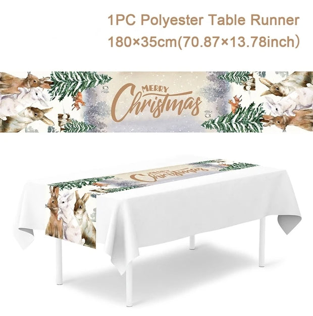 Christmas Table Runner Merry Christmas Decoration for Home Xmas Party Decor 2025 Navidad Notal Noel Ornament Happy New Year 2026