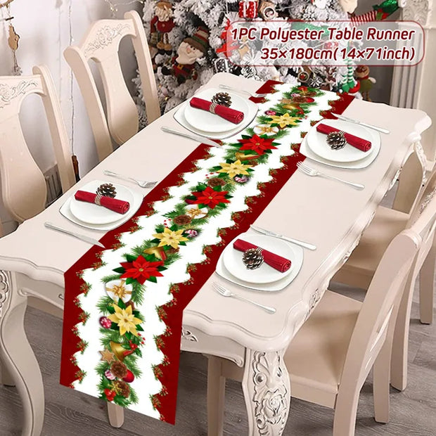Christmas Table Runner Merry Christmas Decoration for Home Xmas Party Decor 2025 Navidad Notal Noel Ornament Happy New Year 2026