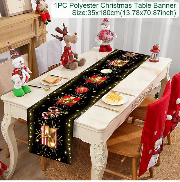 Christmas Table Runner Merry Christmas Decoration for Home Xmas Party Decor 2025 Navidad Notal Noel Ornament Happy New Year 2026