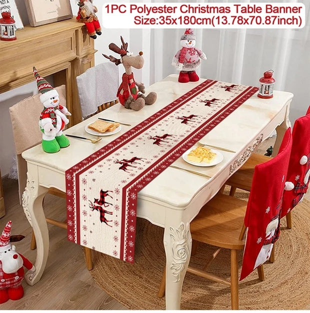 Christmas Table Runner Merry Christmas Decoration for Home Xmas Party Decor 2025 Navidad Notal Noel Ornament Happy New Year 2026
