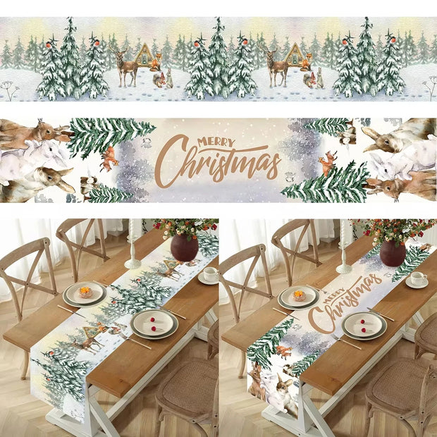 Christmas Table Runner Merry Christmas Decoration for Home Xmas Party Decor 2025 Navidad Notal Noel Ornament Happy New Year 2026