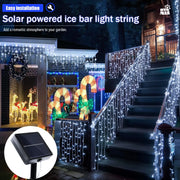 NEW 162/96LED Solar Icicle Outdoor Christmas Lights 8 Modes Waterproof Fairy Lights for Home Party Halloween Holiday Decoration