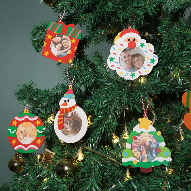 30pcs Christmas Wooden Photo Frame Ornaments, Hanging Decorations for Xmas Tree, Holiday Home Party Decor and Personalized Gift
