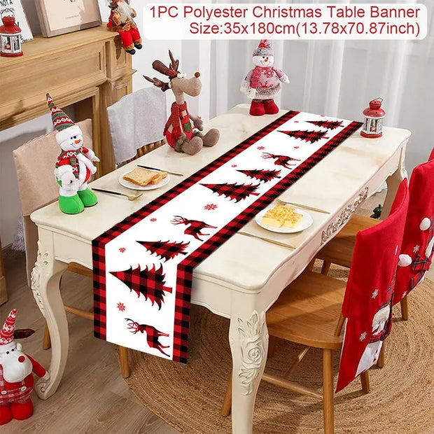 Christmas Table Runner Merry Christmas Decoration for Home Xmas Party Decor 2025 Navidad Notal Noel Ornament Happy New Year 2026