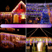 NEW 162/96LED Solar Icicle Outdoor Christmas Lights 8 Modes Waterproof Fairy Lights for Home Party Halloween Holiday Decoration