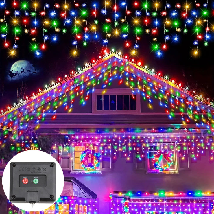 NEW 162/96LED Solar Icicle Outdoor Christmas Lights 8 Modes Waterproof Fairy Lights for Home Party Halloween Holiday Decoration
