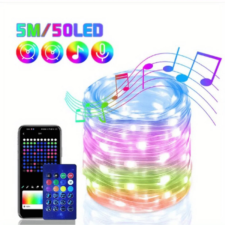 Smart IC LED String Light WS2812 Bluetooth Fairy Light Addressable USB 5V 20m 10m 5m Dreamcolor Music Sync Party Garland Decor