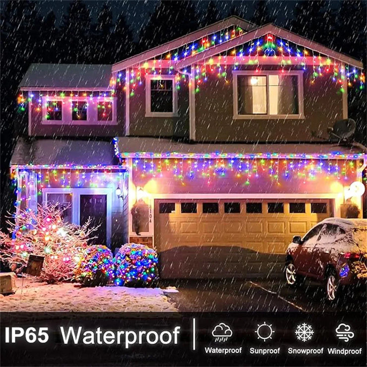 NEW 162/96LED Solar Icicle Outdoor Christmas Lights 8 Modes Waterproof Fairy Lights for Home Party Halloween Holiday Decoration