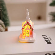 Christmas Decorations Resin Small House Light Up Village House Figurines Cartoon Table Ornament For Holiday Gift Cute Christmas