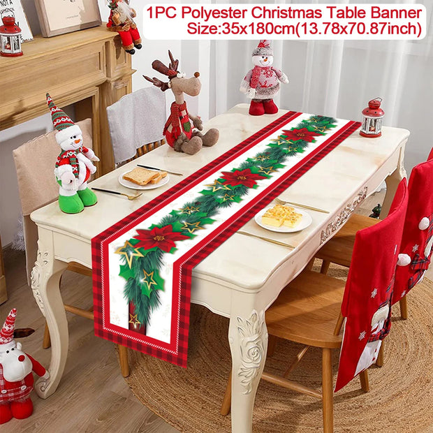 Christmas Table Runner Merry Christmas Decoration for Home Xmas Party Decor 2025 Navidad Notal Noel Ornament Happy New Year 2026